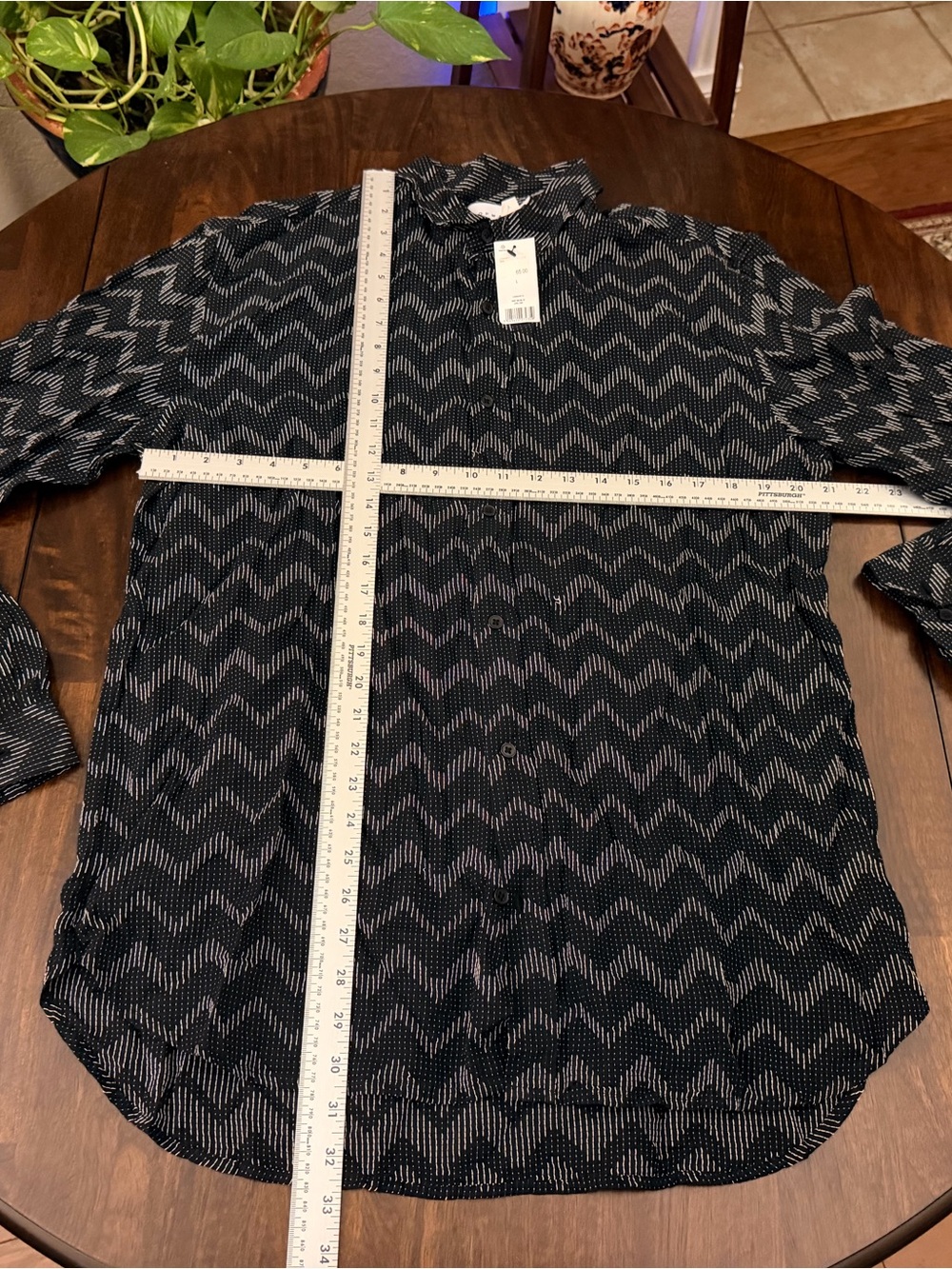 Topman Black Chevron-Pattern Button Down Shirt